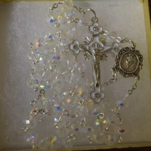 Crystal Clear Rosary with Rainbow accents