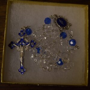 Crystal Clear Rosary with Blue Accents